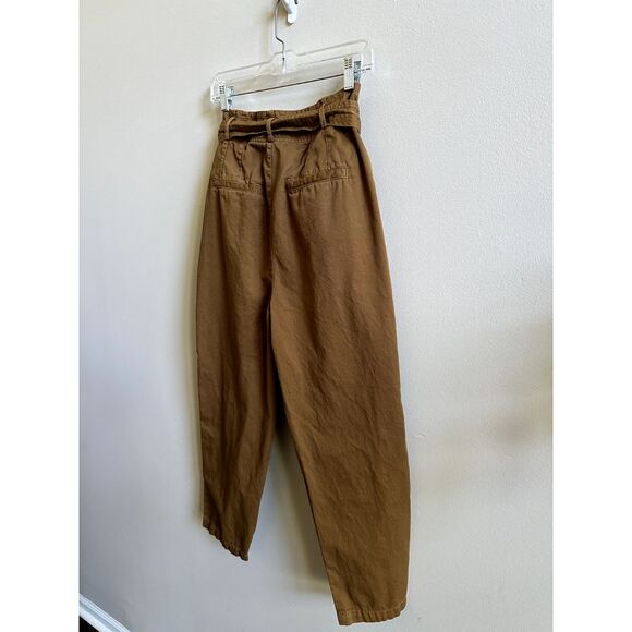 Free People - Brown Paperbag Pants With Belt Tapered Ankle - Size 8 - Picture 7 of 10